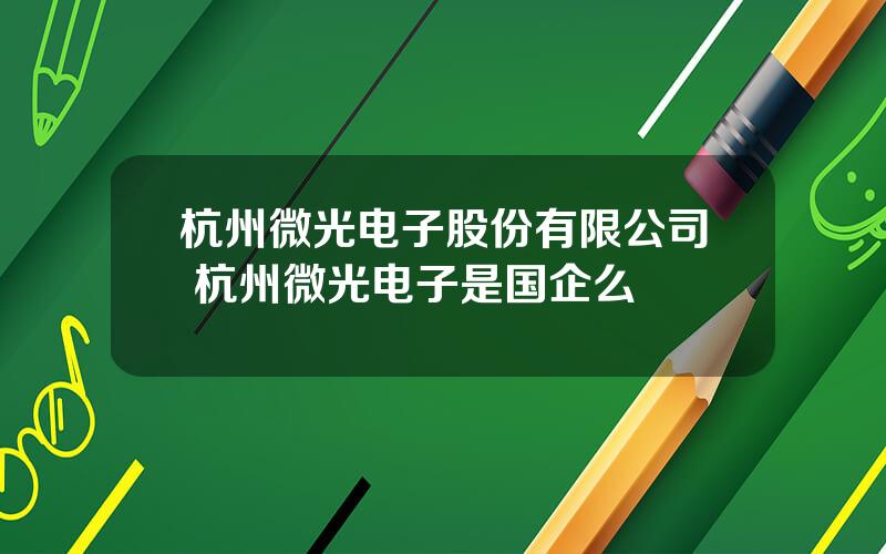 杭州微光电子股份有限公司 杭州微光电子是国企么